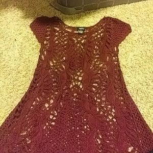 Maroon Crochet Shirt